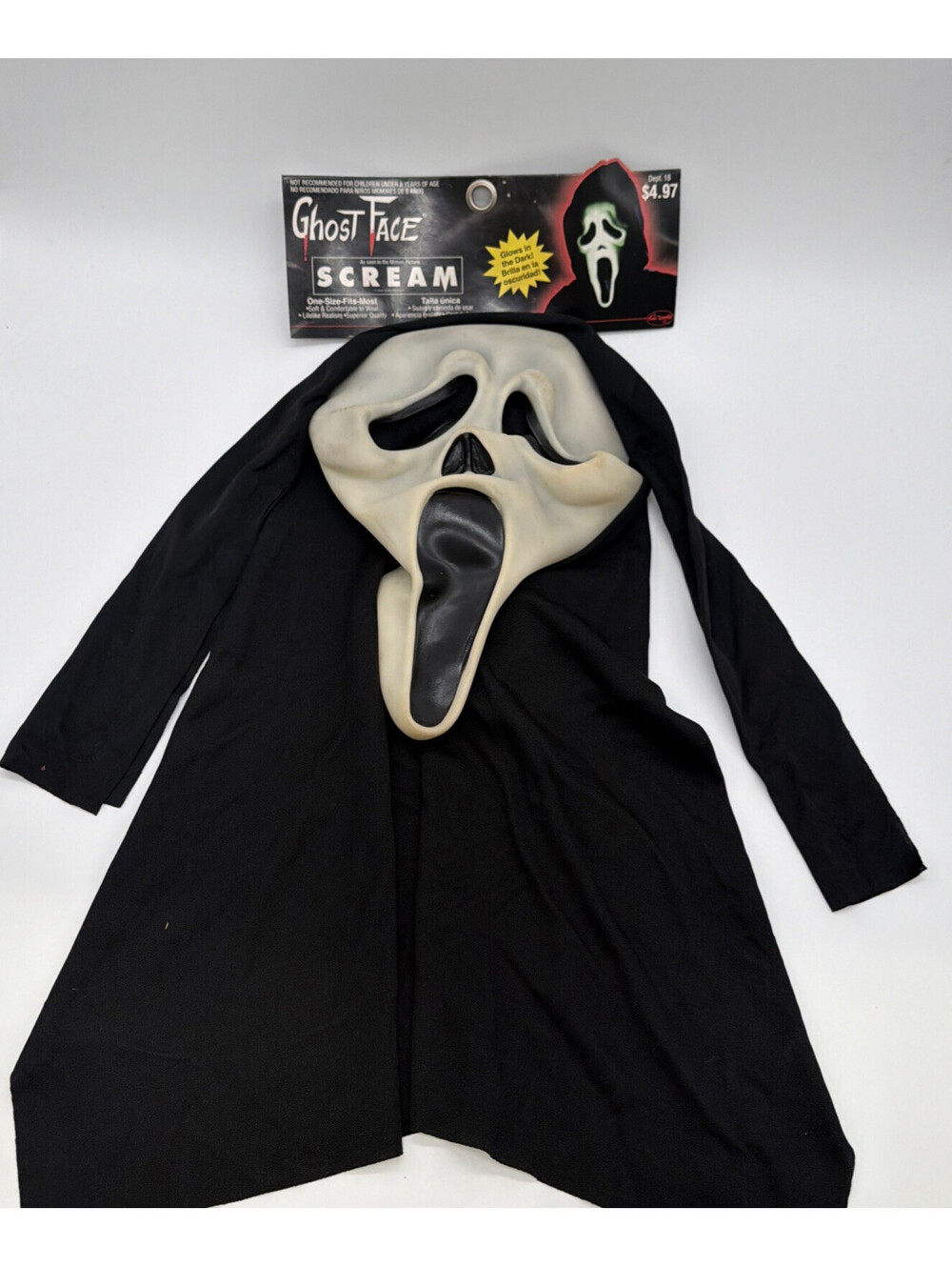 NWT Vintage 1997 Easter Unlimited Fun World DIV Ghost Face Scream Mask 9206 GLO